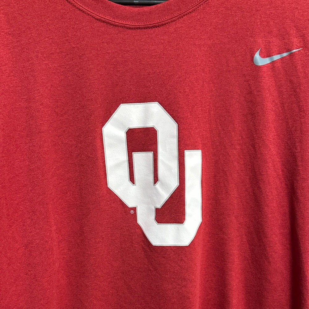 Nike Crimson Long Sleeve Shirt with OU Emblem - Picture 2 of 2